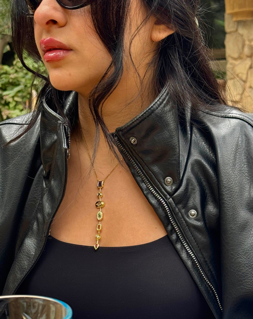 Multi-Gem Drop Necklace