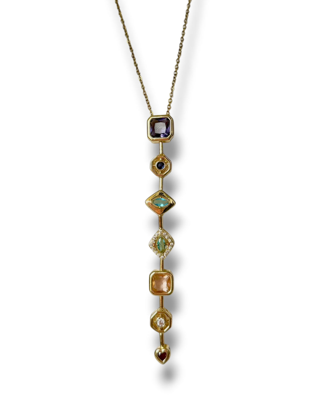 Multi-Gem Drop Necklace