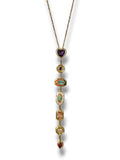 Multi-Gem Drop Necklace with Heart Accent